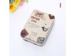 Mini caja de hojalata con tapa, contenedor de almacenamiento pequeño, portátil y rectangular