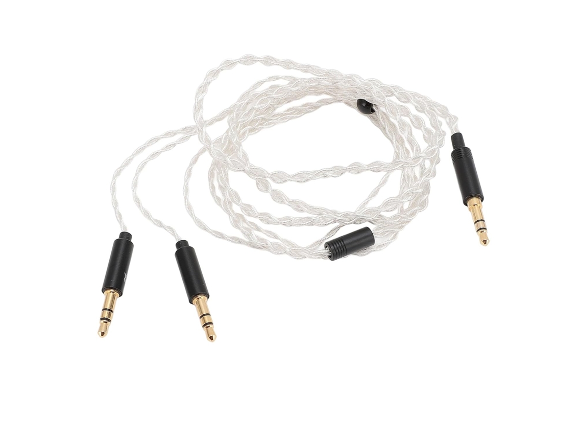 Cable doble de 3,5 mm para auriculares con hilos de cobre plateado, ideal para auriculares O Gokoco
