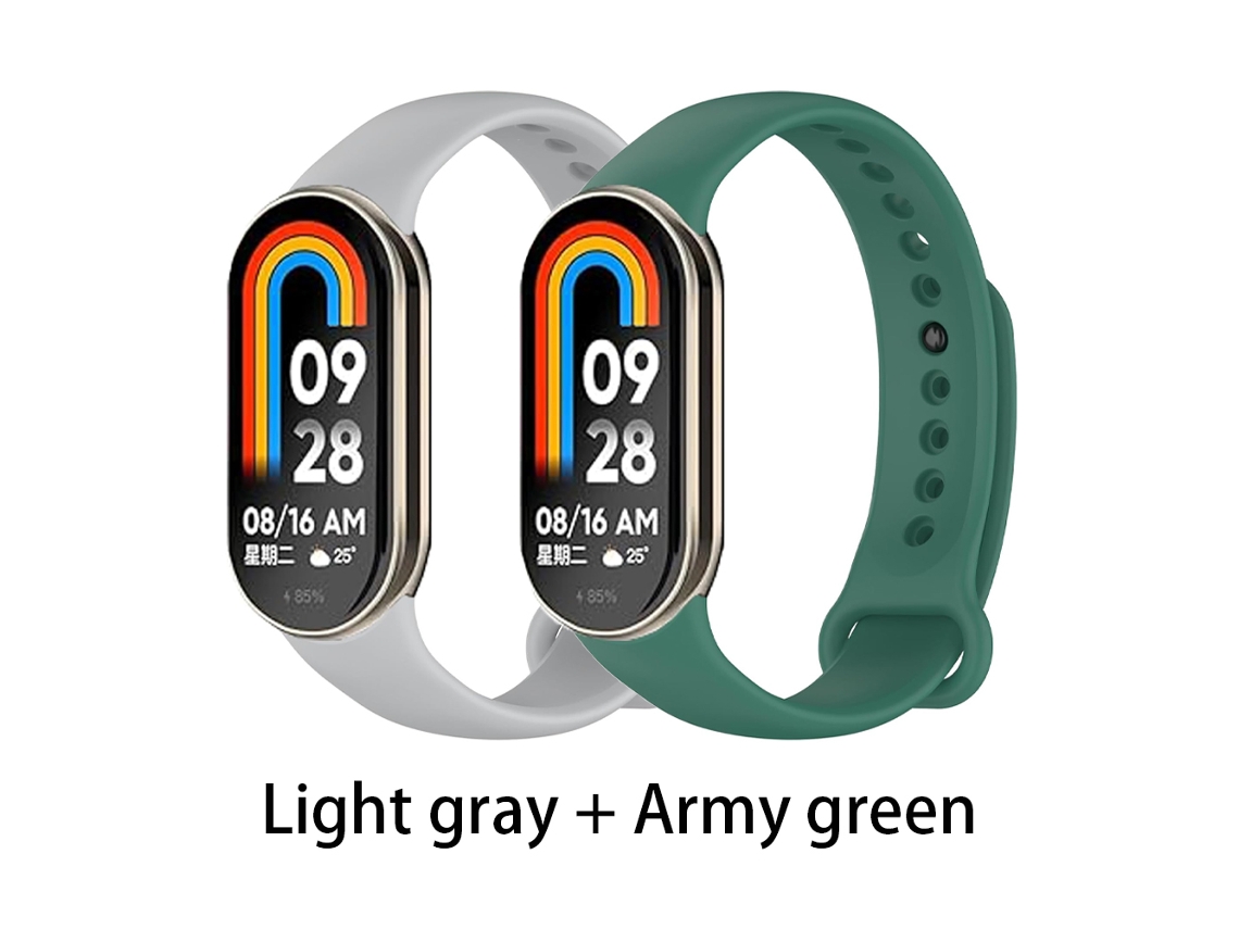 Pulsera Deportiva De Silicona De Repuesto Para Xiaomi Smart Band 8/9/10 (Gris-Verde Militar) CHRUI