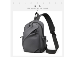 Bolso bandolera gris, estilo urbano, estilo hongkonés, informal, gran capacidad.