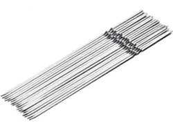 20 Brochetas Planas De Acero Inoxidable Para Barbacoa Con Tubo De Almacenamiento, Ideal Para Carne Y Verduras (plata)