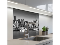 Paneles para salpicadero de cocina Skyline - Ciudad - Rascacielos - Negro - Blanco 80x80 cm