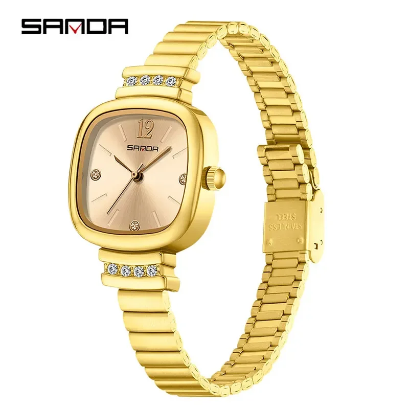 Elegante Y Sofisticado Reloj De Pulsera Cuadrado Para Mujer Con Correa De Acero Inoxidable Y Movimiento De Cuarzo.