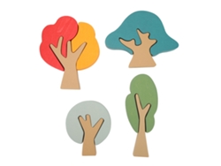9 Piezas De Bloques Apilables De Madera Con Forma De Árbol Para La Educación Y Decoración De Los Niños.