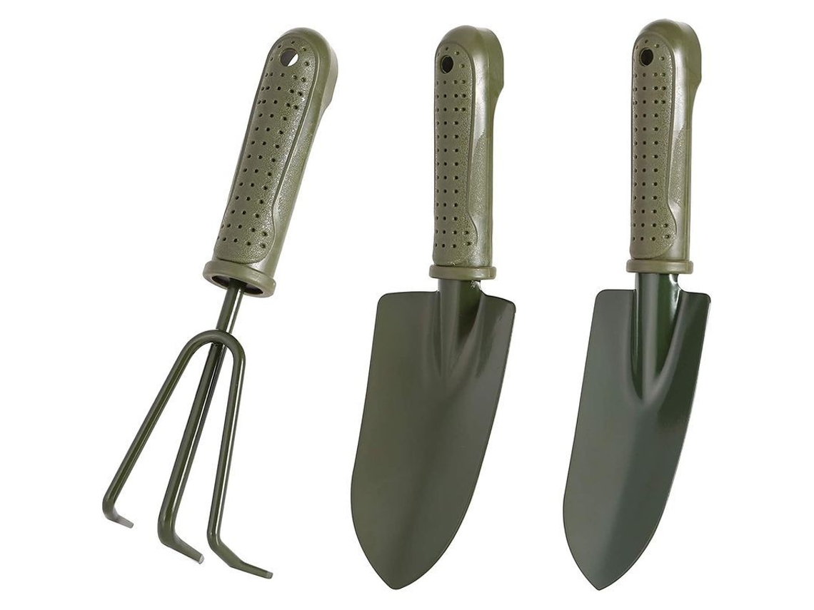 2026-kit De Herramientas De Jardín, 3 Piezas, Acero Al Carbono, Pala, Pala De Trasplante Y Rastrillo Con Mango Ergonómico