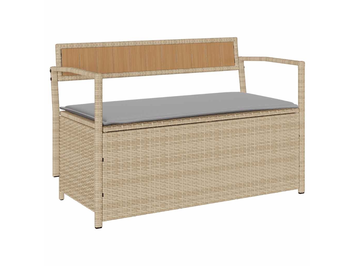 Maison Exclusive - Banco De Jardín Con Cojín, Color Beige, Poliratán