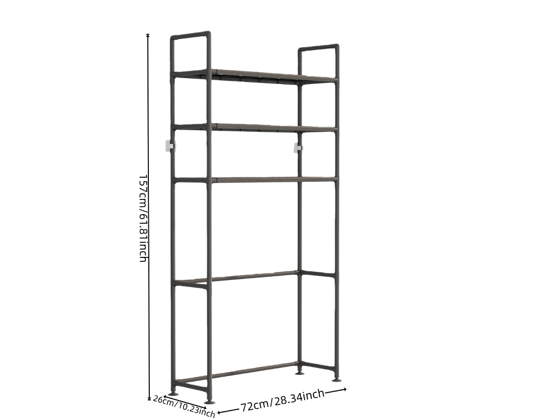 Estante de almacenamiento para lavadora de 3 niveles, color negro