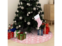 Falda de árbol de Navidad de lujo de 90 cm con media de tela rosa Wsd4251 Lovely Home
