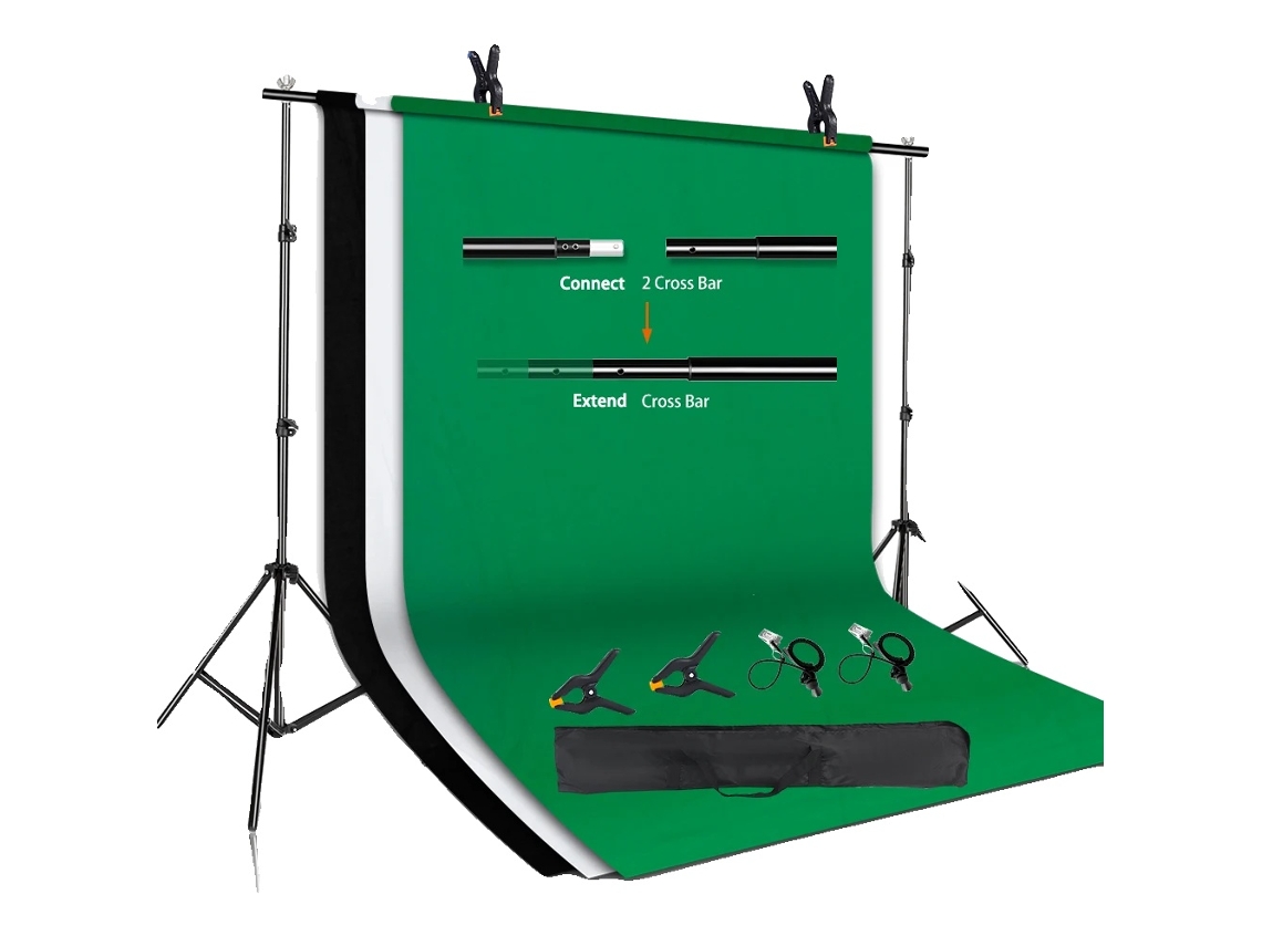 Kit de soporte para fondo de fotografía, barra transversal ajustable, uso multifuncional, elástico en 3 colores, 2000 x 2000