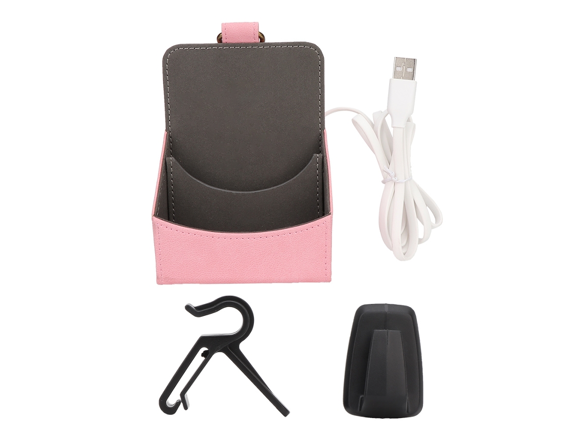 Caja De Almacenamiento De Cargador De Coche De Carga Inalámbrica Para Iphone/samsung (rosa)