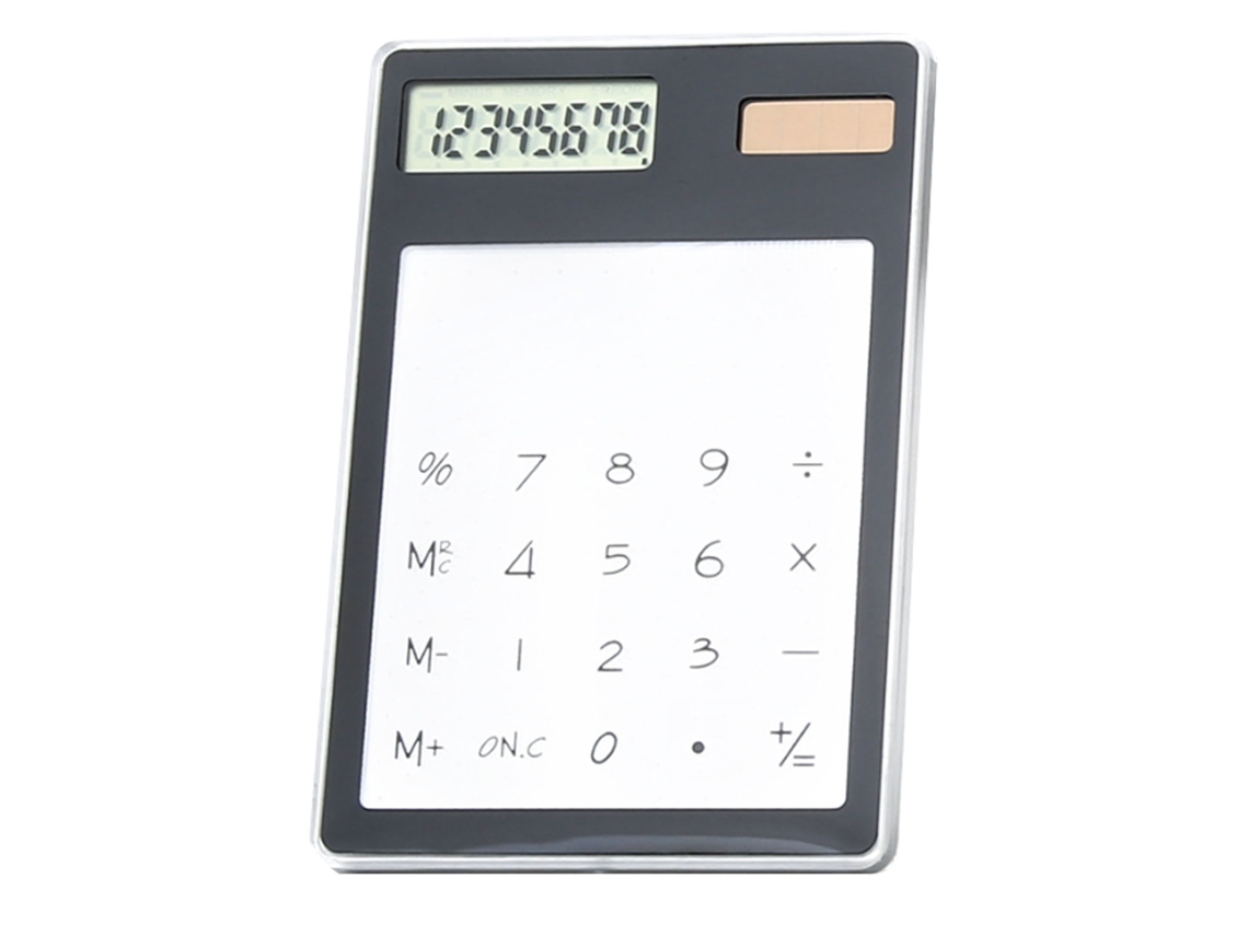 Calculadora Solar Con Pantalla Táctil Y Display Lcd De 8 Dígitos, Transparente Y Portátil Para Oficina, Escuela Y Hogar, Negro