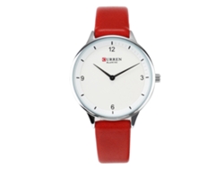 Reloj De Pulsera Casual De Moda Para Mujer Con Correa De Pu Y Movimiento De Cuarzo Rojo.