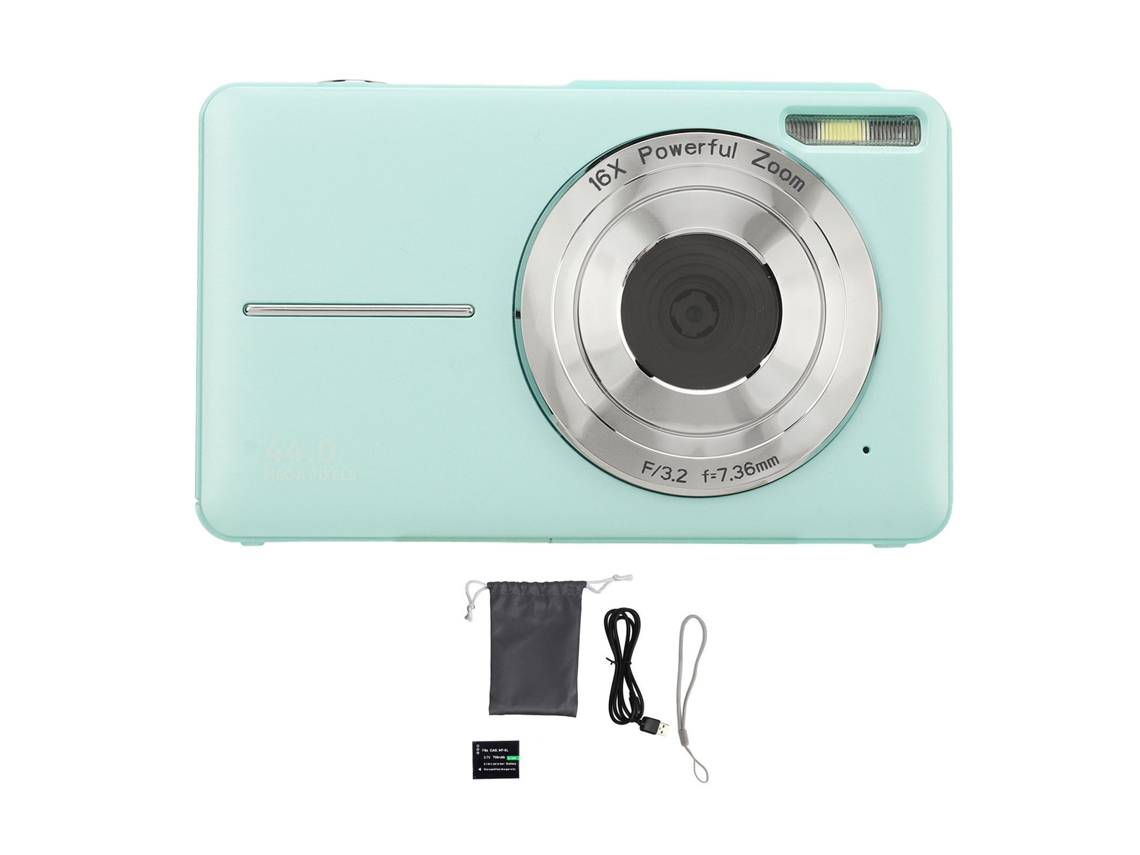 Cámara Digital 44mp 1080p Hd 16x Zoom Autofoco Pantalla Ips 2.5 Pulgadas Anti-shake Pocket Para Viajes Grabación De Vida Verde Plug Uk 100‑240v