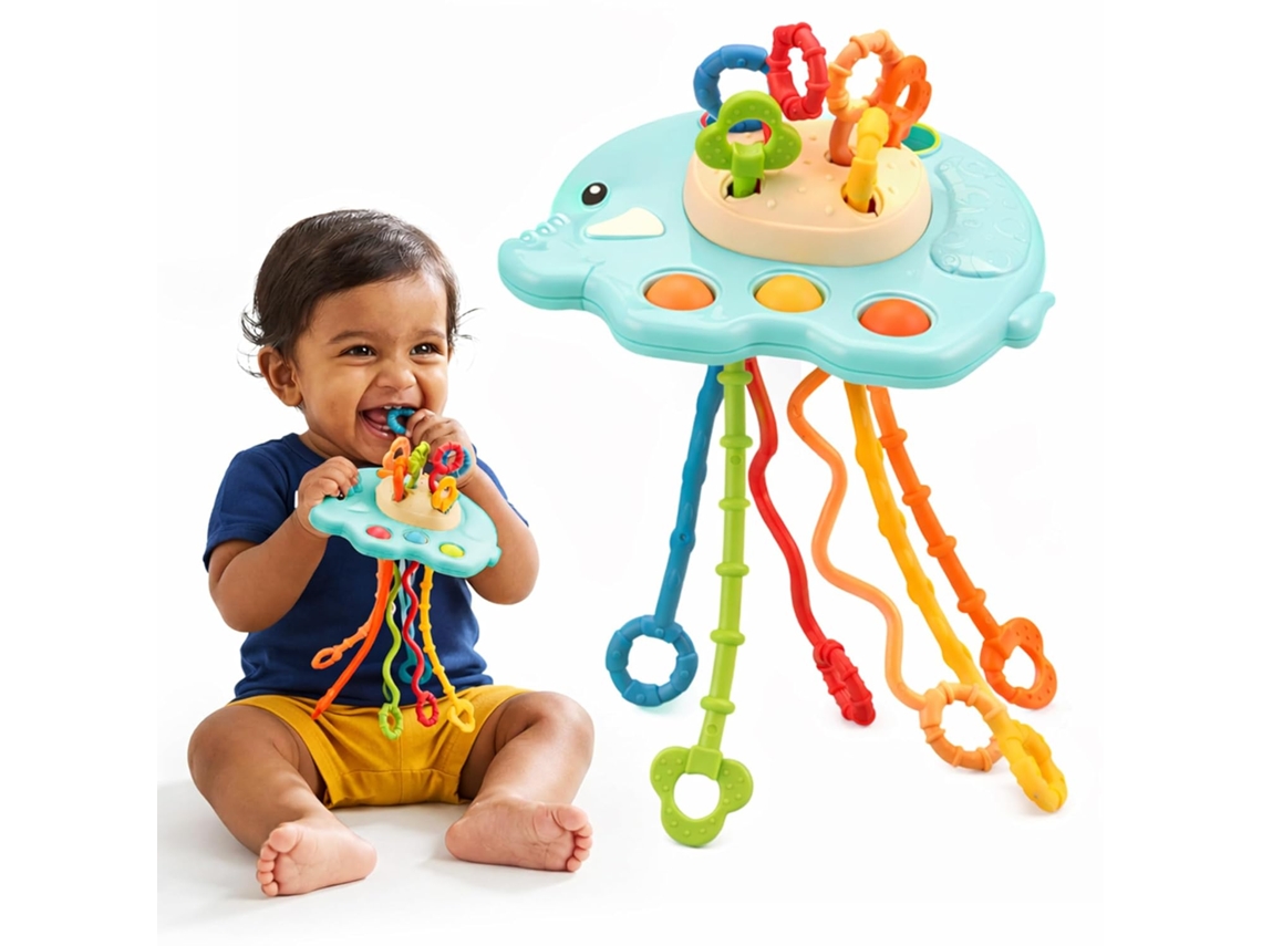 Juguete Sensorial Montessori Para La Dentición Con Cuerda Para Bebés De 6 A 12 Meses, Desarrolla La Capacidad De Agarre, Diseño De Elefante Czhhmart