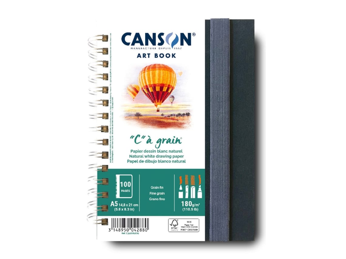 Bloc de Dibujo CANSON Art Book C À Grain 100 Páginas Papel A5 180 gBlanco Natural