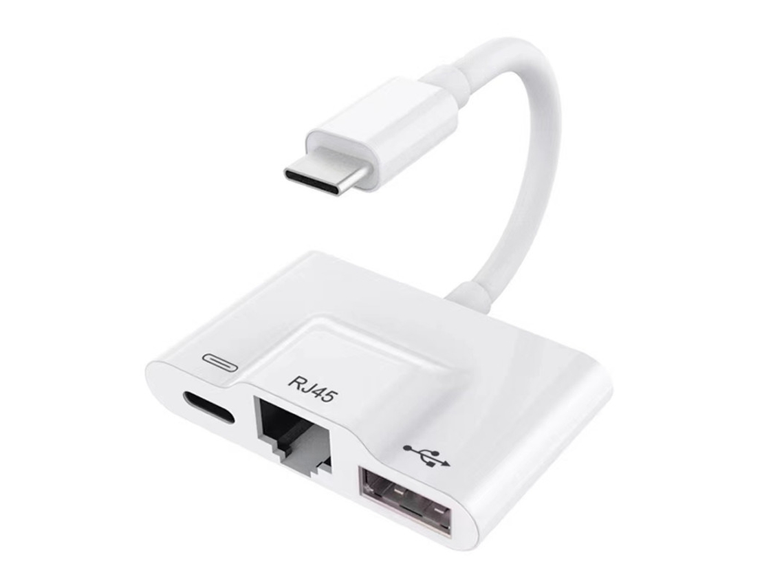 Estación de fondeo YIZHOOD Teléfono móvil iPhone aplicable: Samsung Tipo C, RJ 45, tableta de carga, USB blanco