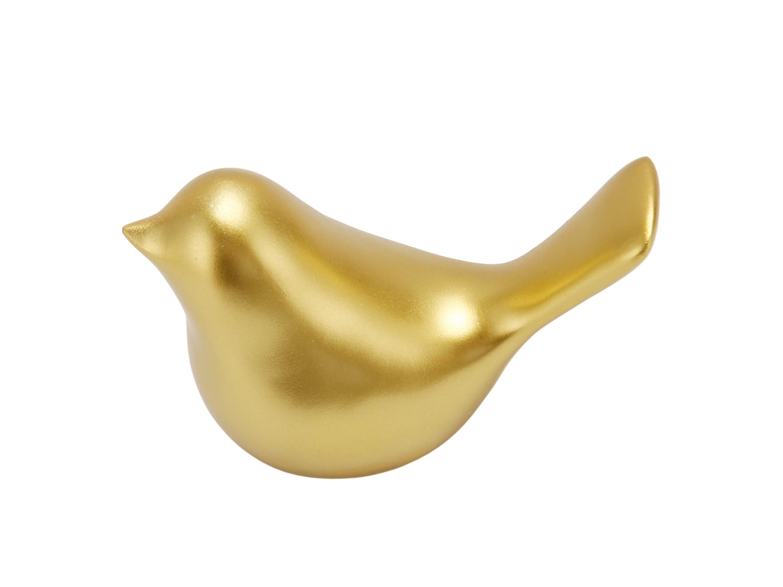 Estátua de Pequenos Pássaros Dourado Resina Decorativa Sala Quarto Escritório Mesa