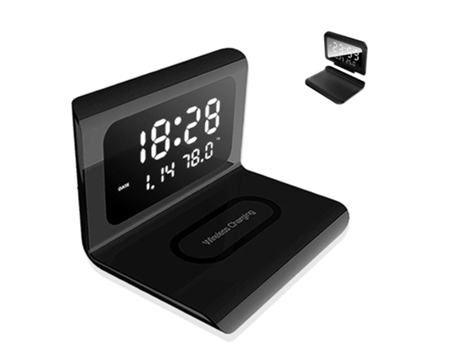 Cargador inalámbrico 3 en 1, cargador de 10 W, carga de reloj de escritorio, negro CHRONUS