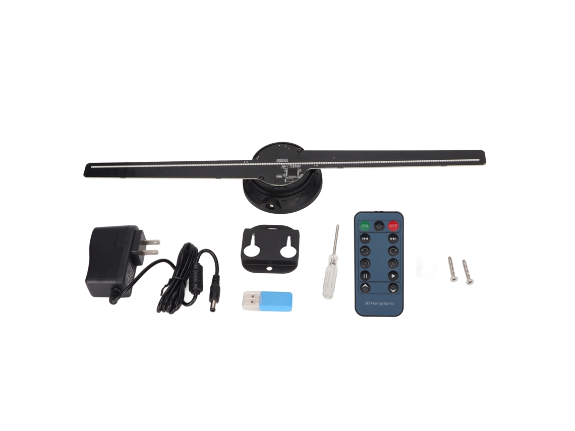 Máquina Publicitaria Holográfica De Viento Df-42 De 42 Cm Con Proyector Led De 2 Aspas, 100-240 V, Enchufe Usb.