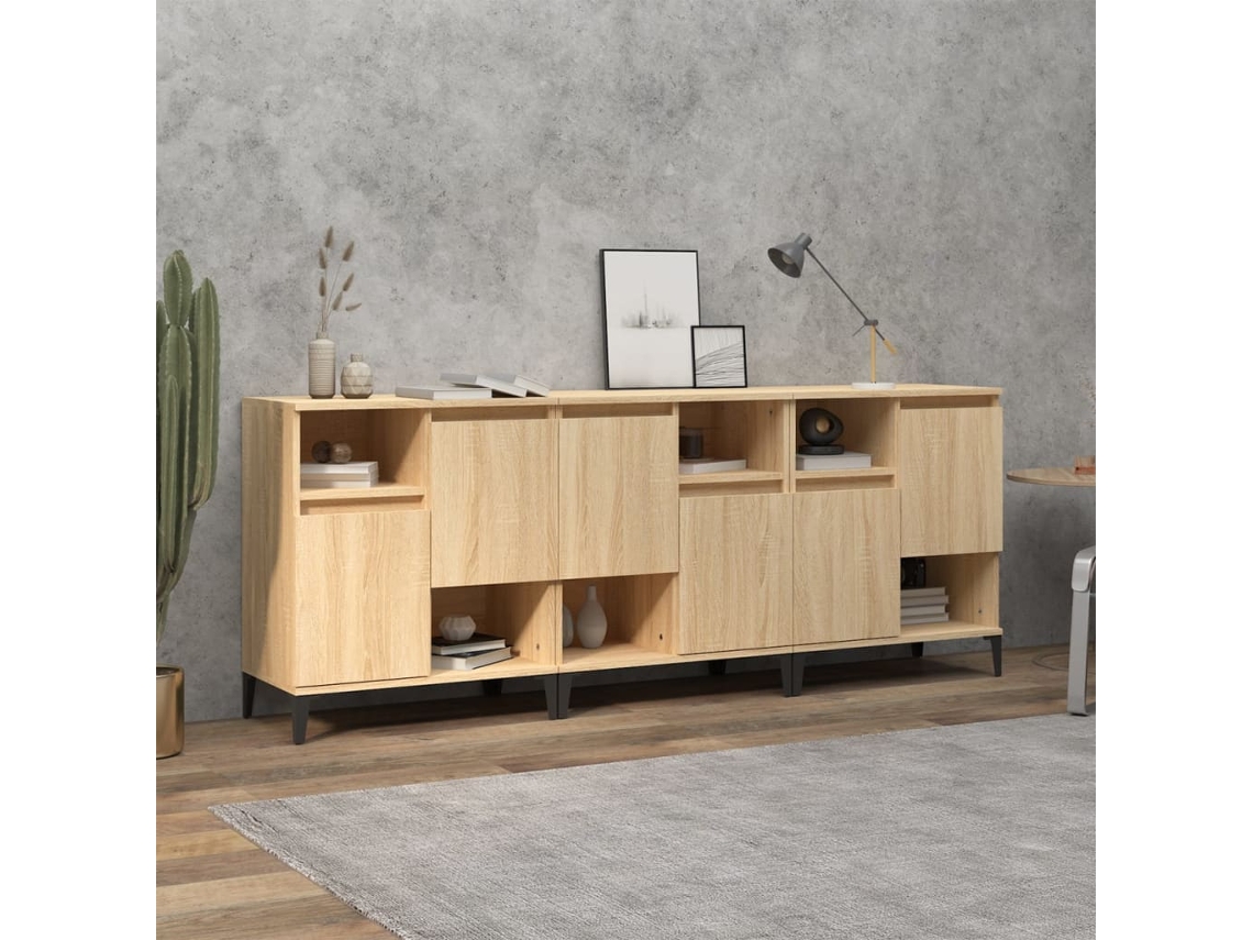 Lovely Home Aparador 3 Pzs 60X35X70 Cm Derivados Madera Roble Sonoma