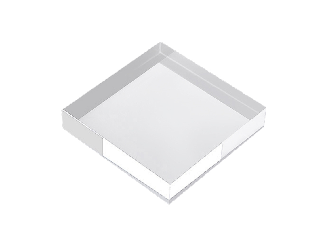 Fondo geométrico acrílico transparente para fotografía, ideal para productos.
