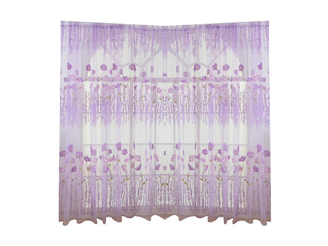 1 Uds cortinas transparentes para decoración del hogar púrpura ALLINLESS