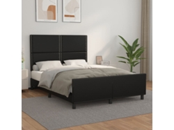 Estructura De Cama Sin Colchón Cuero Sintético Negro 140x190 Cm