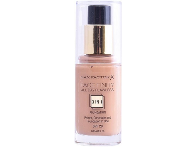 Base MAX FACTOR Facefinity Flawless All Day 3 Em 1 Fundición 85 Caramelo