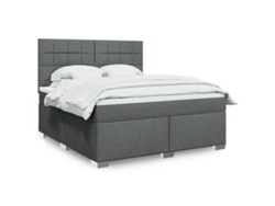 Cama Box Spring Con Colchón Tela Gris Oscuro 180x200 Cm