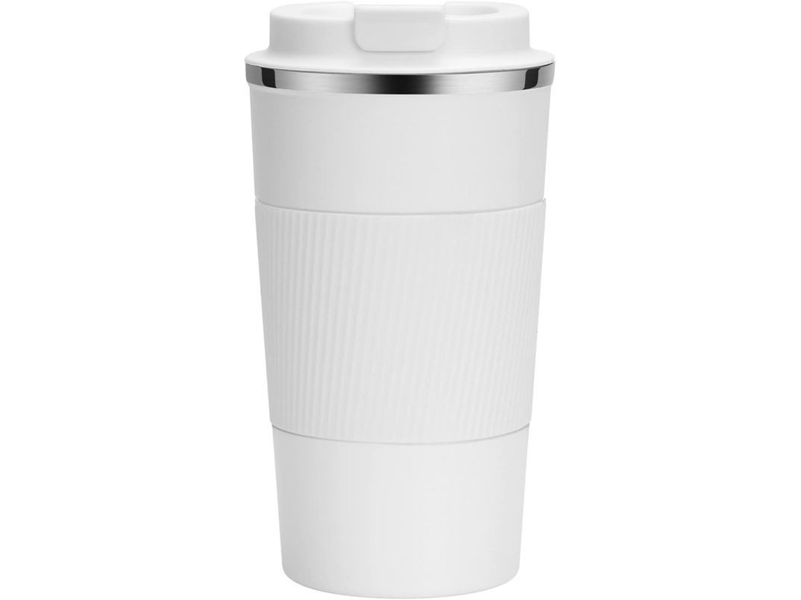 Taza Térmica De Acero Inoxidable Con Aislamiento Al Vacío Para Bebidas Frías/calientes, Reutilizable, Blanca, 380 Ml.