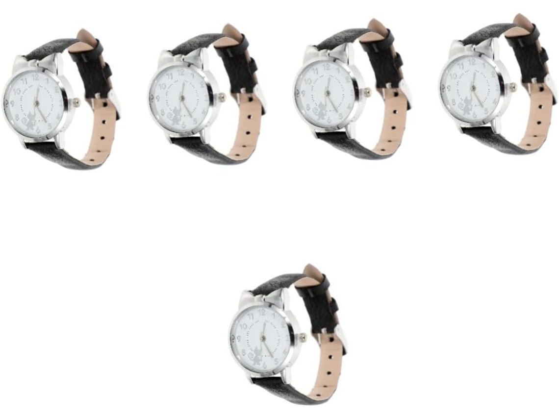 5piezas Reloj Mujer Casual Estilo Delicado Estudiantes Trabajadores Oficina Diseño Texturizado Cómodo