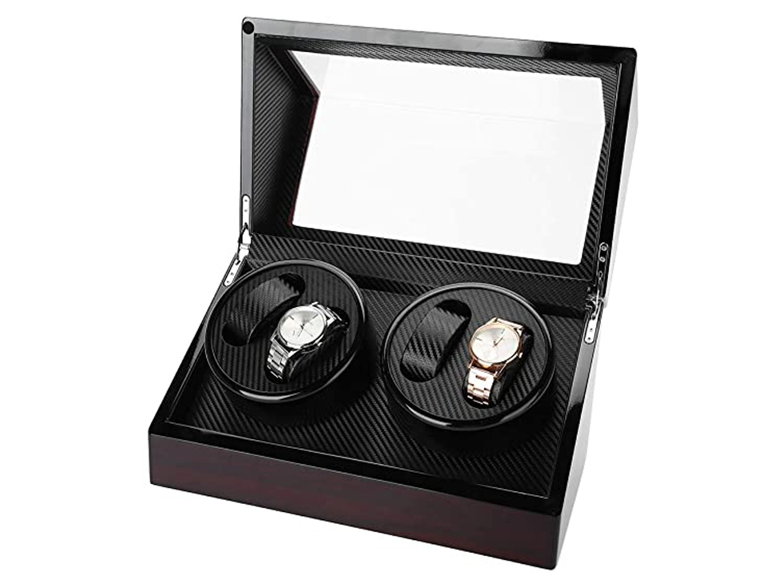 Estuche expositor para 4 relojes automáticos con caja giratoria mecánica