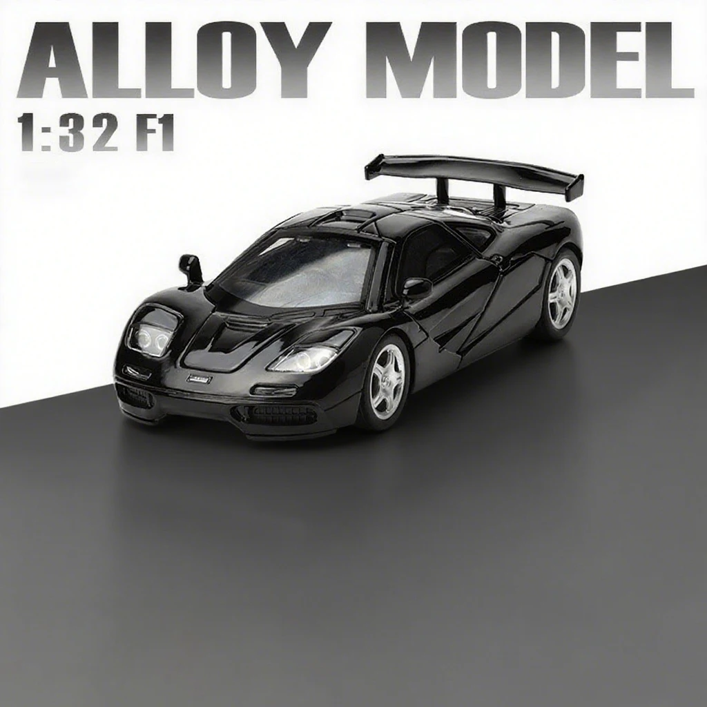 (negro) Modelo De Coche De Juguete Supercar De Aleación A Escala 1:32, Modelo De Coche De Metal Fundido A Presión Con Efectos De Sonido Y Luz.