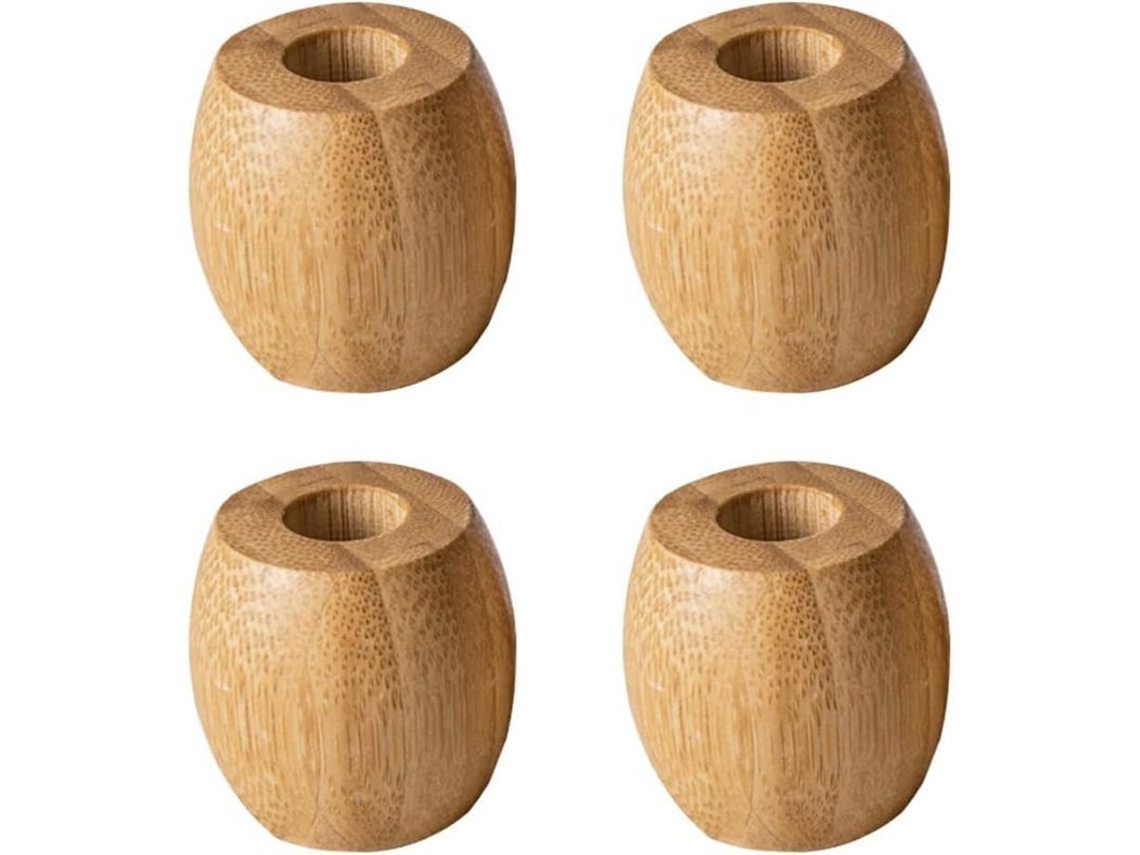 Juego De 4 Portacepillos De Dientes De Bambú - Madera Rústica Hzf