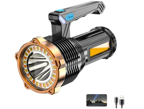 Reflector LED recargable, linterna con foco brillante, lámpara de camping recargable, 8 modos, linterna de campamento impermeable para huracán (neg...