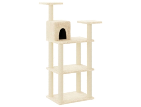 Rascador para gatos con postes de sisal VIDAXL color crema (118,5 cm)