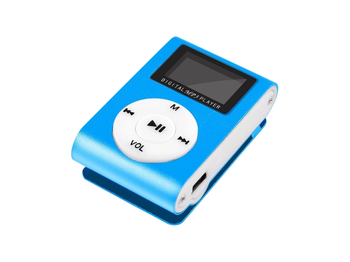 Reproductor MP3 Mini USB con Pantalla LCD, Compatible con Reproductor de Música Deportivo con Función FM, USB Azul