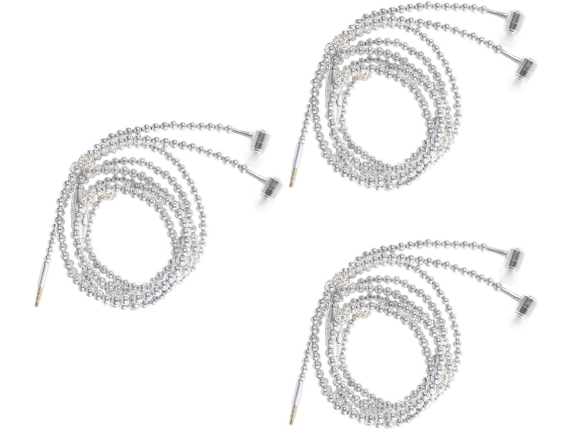 Auriculares Intrauditivos Con Cable De 3 Piezas Con Control Remoto Y Diseño De Cadena De Cuentas.