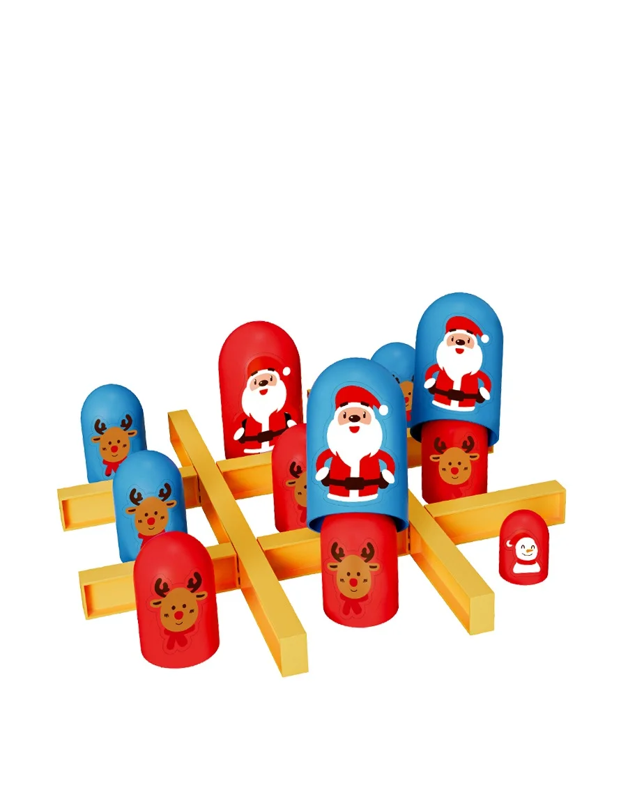 Tres en raya, temática navideña, juguete interactivo para padres e hijos MDUG (rojo)