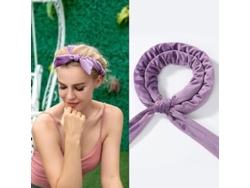 Kit Para Rizar El Cabello Sin Calor Con Banda De Seda Y Cintas De Terciopelo Para Rulos Morados.