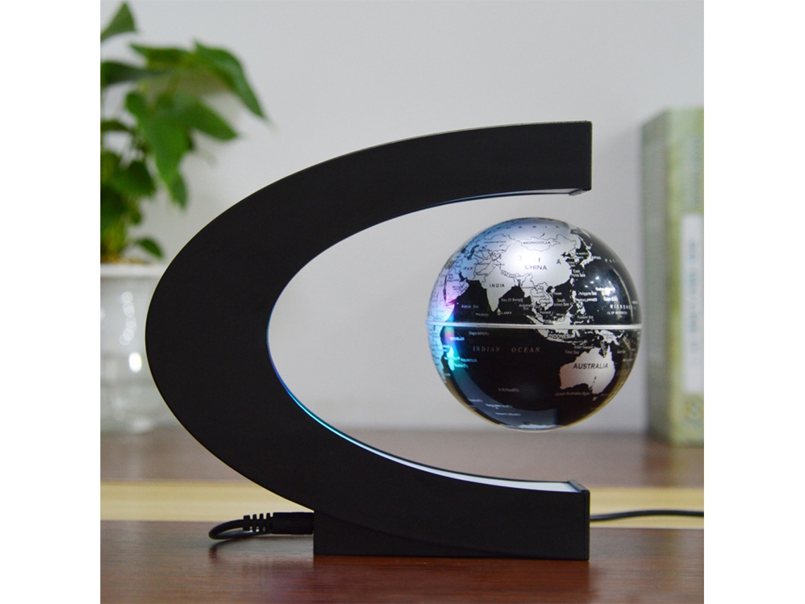 Globo Levitante Magnético De 7,6 Cm Con Base En Forma De C Y Luces Led Para Decoración De Mesa.