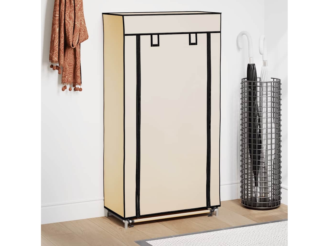 Mueble Zapatero | Armario Zapatero Con Funda De Tela Color Crema 58x28x106 Cm