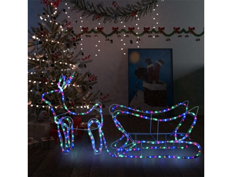 vidaXL Decoración navideña para jardín renos y trineo 252 LEDs