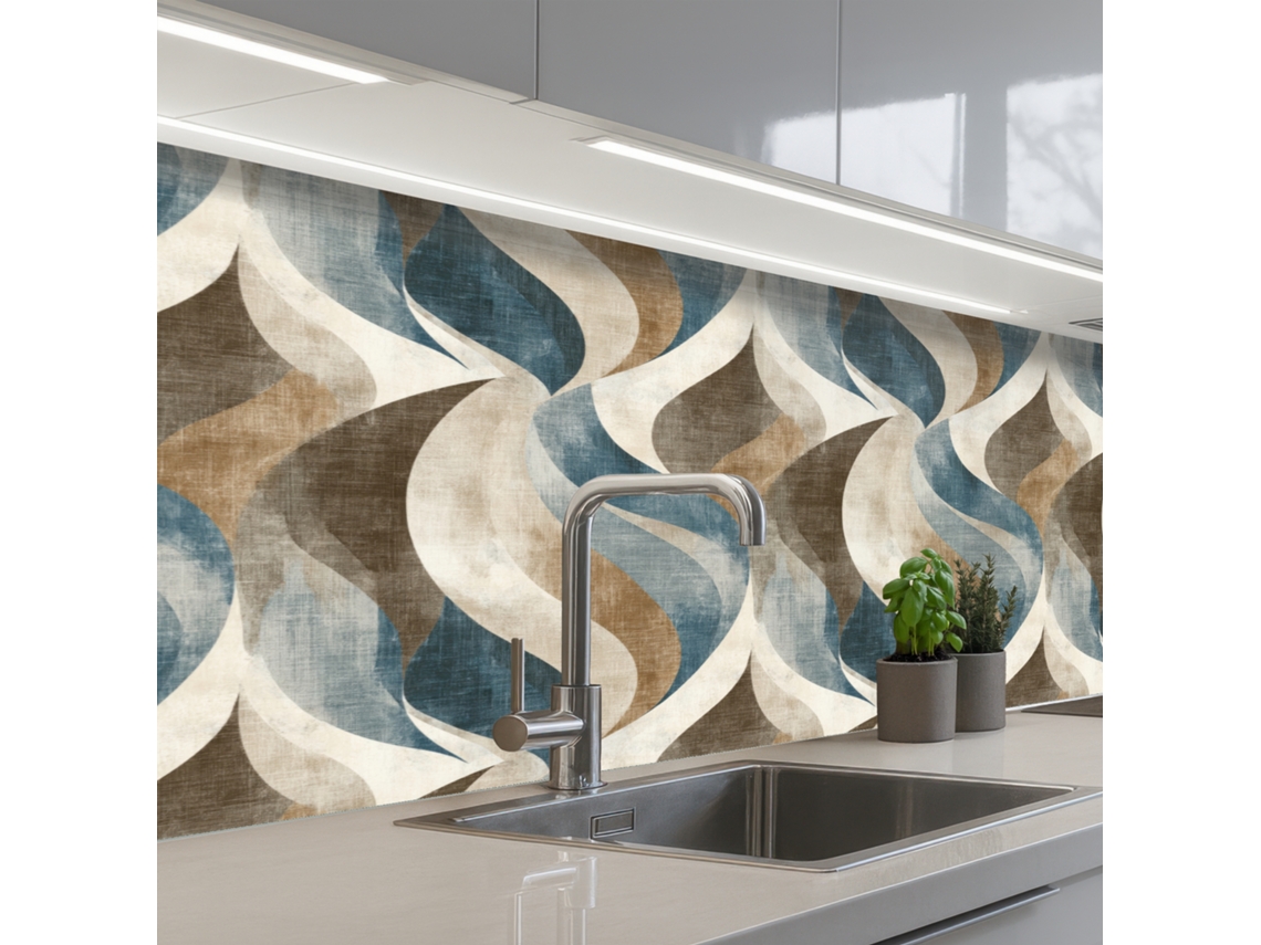 Paneles abstractos para salpicadero de cocina - Ondas - Coloridos 150x60 cm