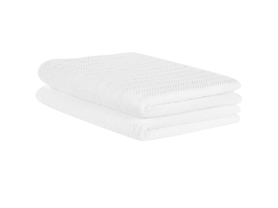 Conjunto de 2 toallas BELIANI Mitiaro de Algodón Blanco 100x0.1x150