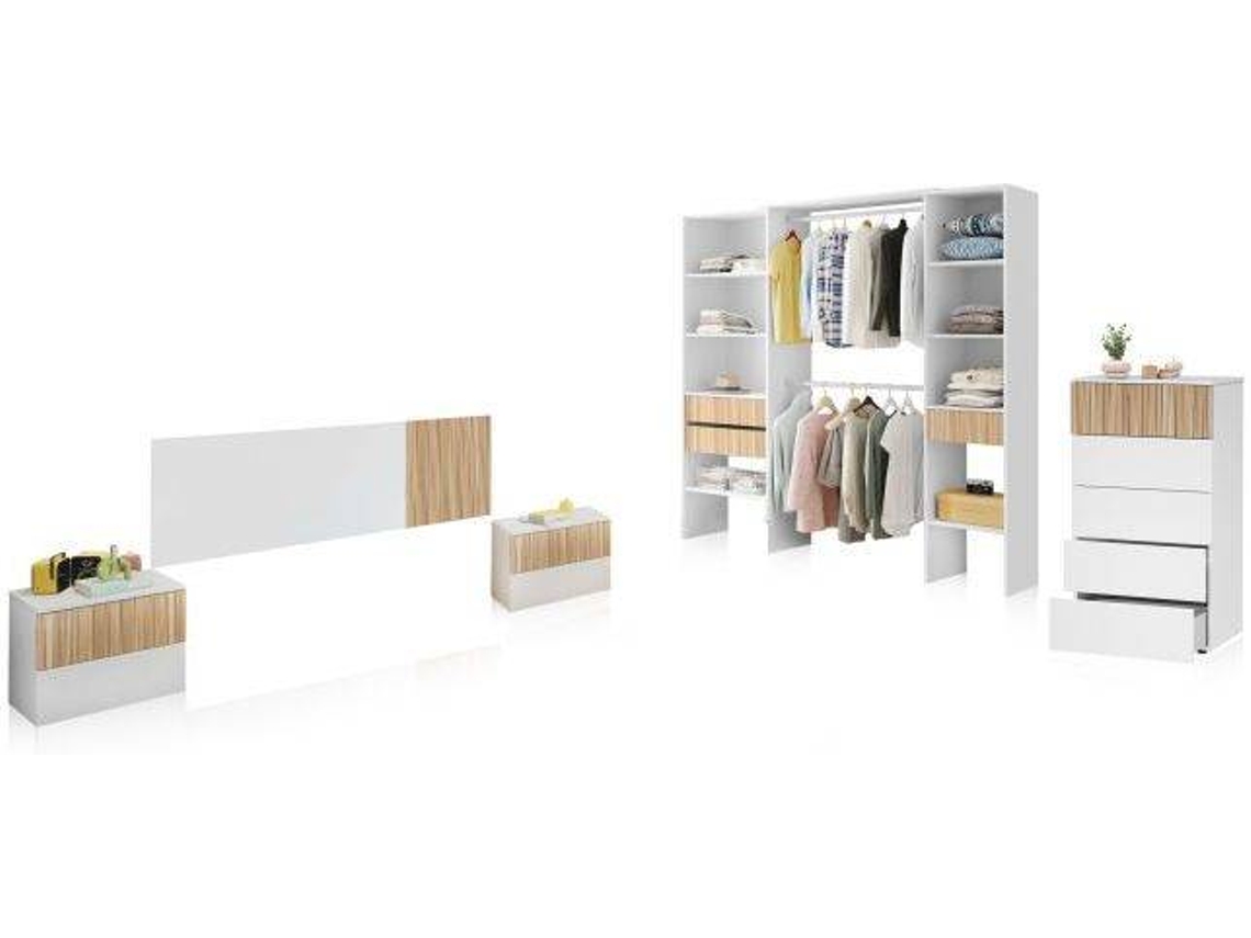 Nitza Artik Natur DUEHOME Conjunto de Dormitorio Blanco (166x50x3cm)
