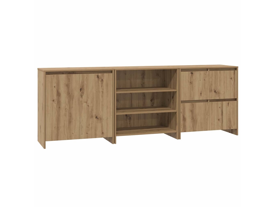 Aparador con cajón, 3 piezas, roble artesanal, 70x41x75 cm, MAISON EXCLUSIVE