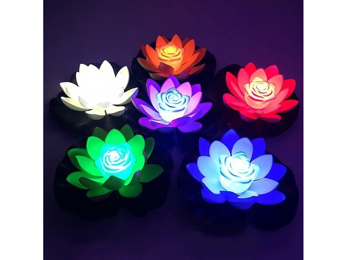 Lámpara Flotante Led Con Forma De Loto, Loto Artificial Impermeable, 18 Cm Para Jardín Y Piscina Smr