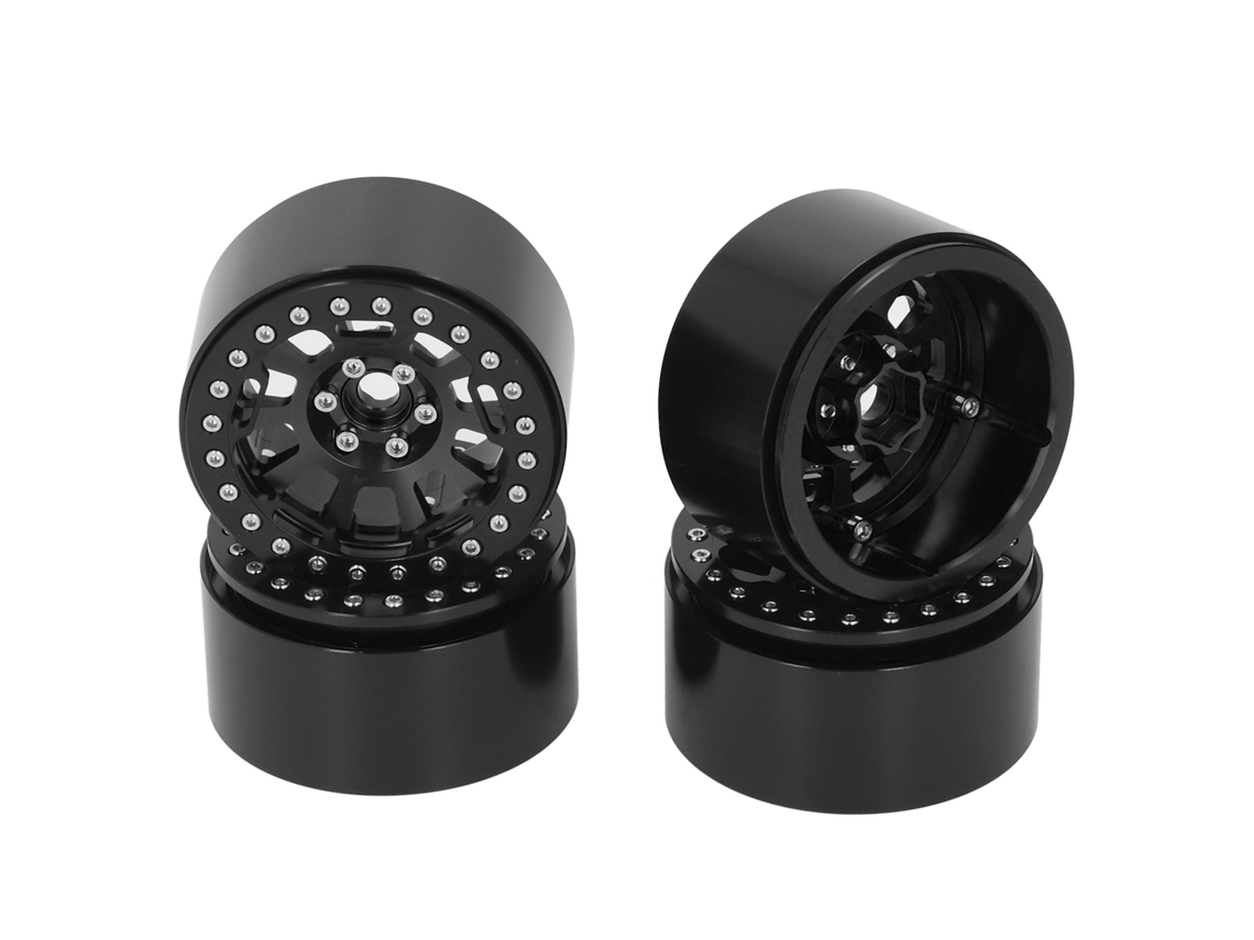 4 Piezas Llanta De Aluminio 2.2 Pulgadas Para Traxxas Defender Axial Scx10 Scx10 Ii 90046 90047 1/10 Rc Crawler Negro