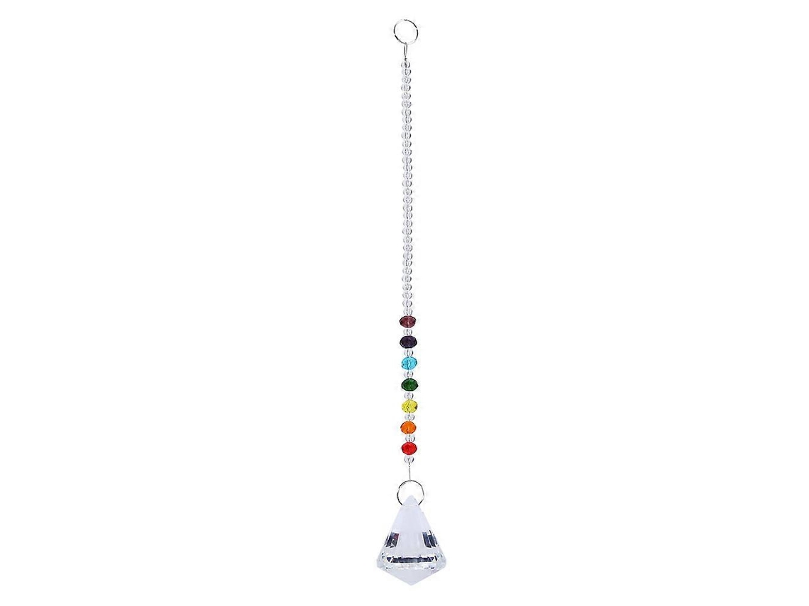 Lámpara de araña artesanal con colgante suspendido en forma de prisma de cristal arcoíris, perfecta para Navidad o para decorar una ventana.